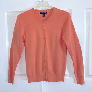 New Permanent Orange Cotton Viscose Light Cardigan